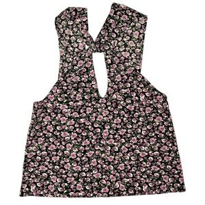 Zara Women’s Floral Keyhole Front Halter Blouse Purple Black Sz XS